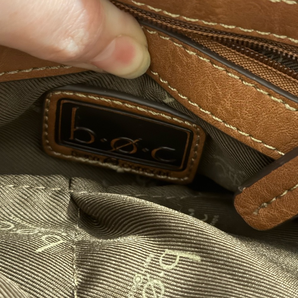 B.O.C. Born Concept Brown Leather Embossed Handbag Crossbody or Handbag - Picture 9 of 9